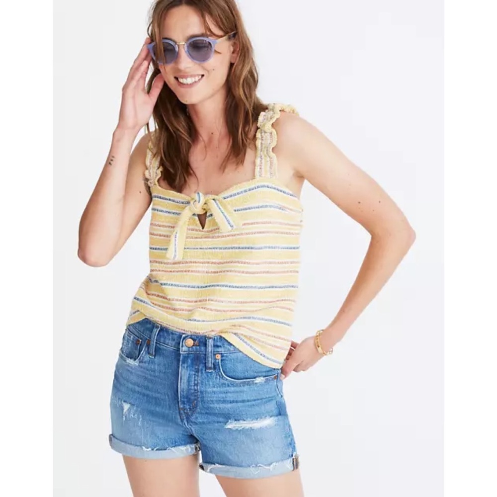 Madewell Texture & Thread Tie Front Tank in Stripe